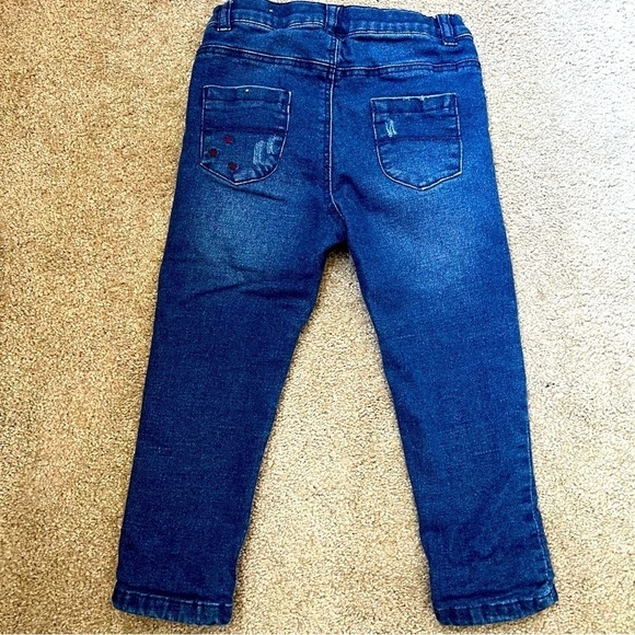 Zara Baby Girls Blue Denim Patchwork Jeans Size 2/3 - Picture 3 of 9